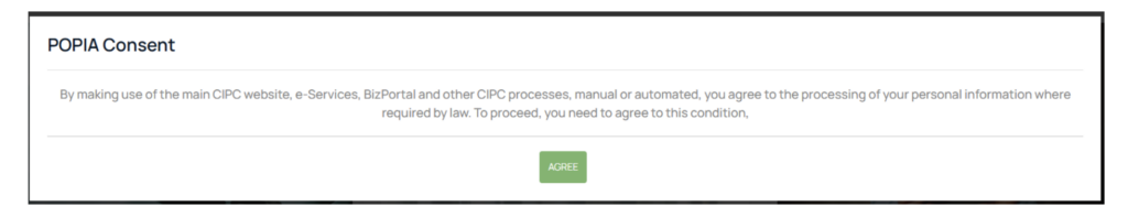 CIPC External Company Registration in South Africa: A Step-by-Step Guide to the Automated Process 2 Accept POPIA Consent