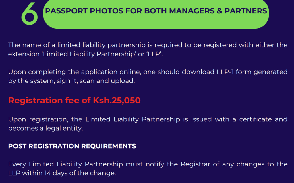 LLP Registration in Kenya: Requirements, Procedure, Cost and Duration 3 LLP Registration in Kenya: Requirements, Procedure, Cost and Duration