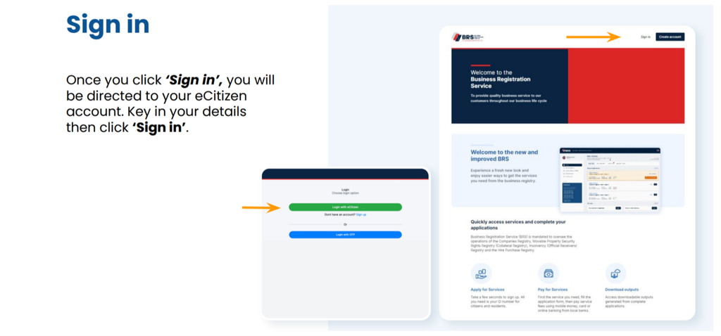 Step 2 of How to Use the MPSR Collateral Registry in Kenya: A Step-by-Step Guide: Sign In Through eCitizen