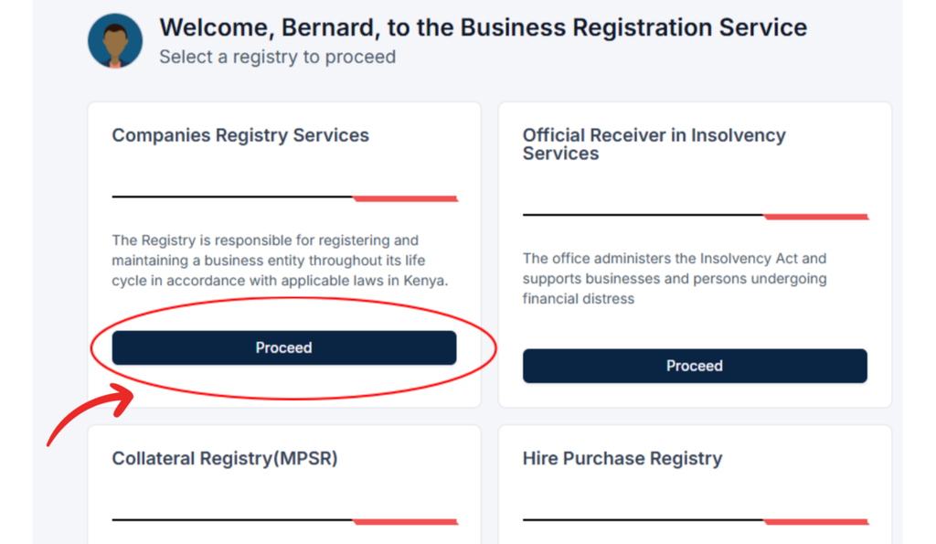 Step 2: Open Companies Registry Services (How to Convert a Business Name to a Company in Kenya: Step-by-Step Guide)