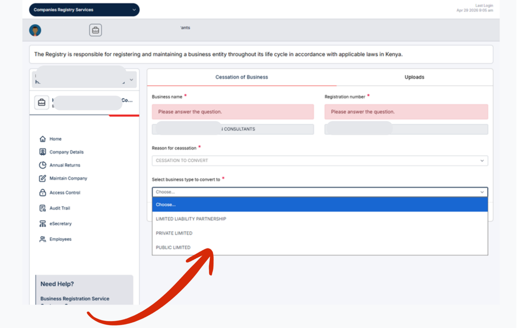 Choose the appropriate entity type based on your business requirements. (How to Convert a Business Name to a Company in Kenya: Step-by-Step Guide)
