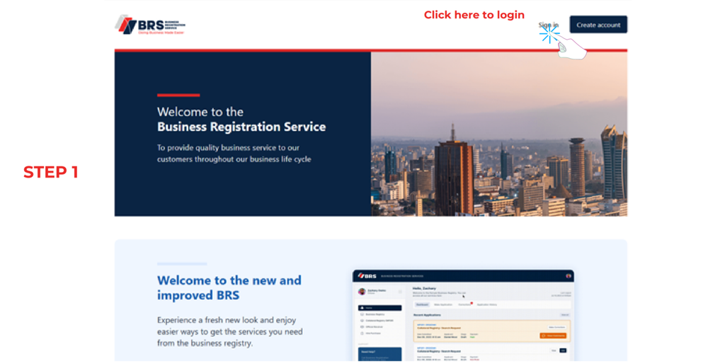 Step 1 of How to Download Company Documents on BRS eCitizen V2 in Kenya: Log In to Your eCitizen Account